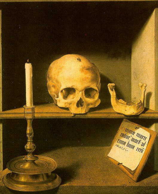 Vanitas still life from the reverse of